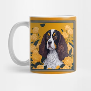 Dogs, spaniel and flowers, dog, style vector (yellow version 2spaniel) Mug